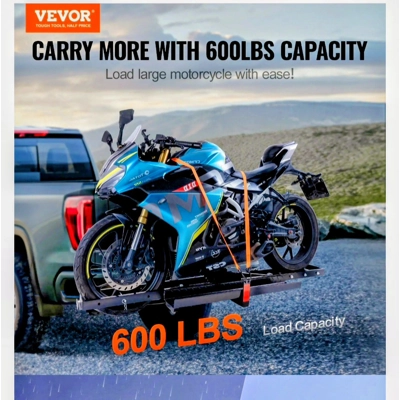 Steel motorcycle,gasbike carrier, 600lb receiver hitch w/ loading ramp