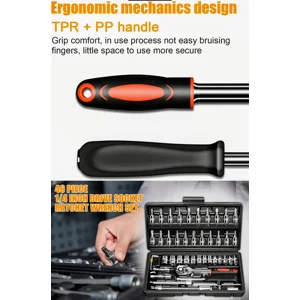 46 Pieces 1/4in.Drive Socket,Ratchet,Wrench SetMetricBit Socket