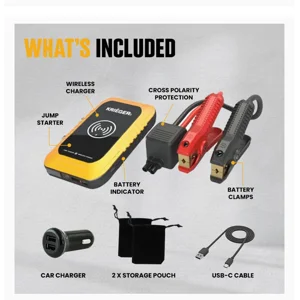 Krieger 1000A Portable Lithium Car Jump Starter Spark Proof Clamps 12V DC