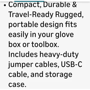 Krieger 1000A Portable Lithium Car Jump Starter Spark Proof Clamps 12V DC