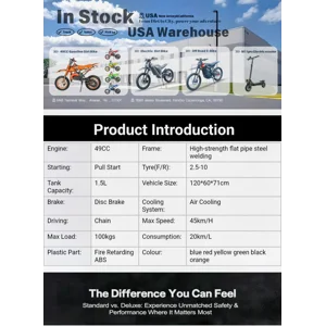49 cc 2Stroke Engine Off-Road Dirt Bike Gas Motor Mini Motocross