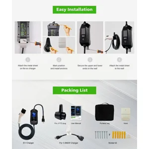 ENJOE J1772 Portable EV Charger up to 16AMP 110/240V with 25 ft. Cable NEMA 5-15 6-20 Plug type 1