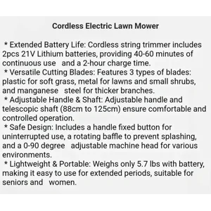 Electric Weed Wacker Adjustable Cordless Weed Eater, 3 in 1 String Trimmer Lawn with 2 Batteries ,