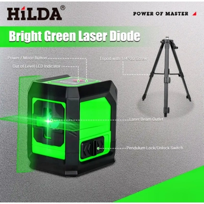 Hilda Lazer Level 2Lines Cross Line Laser Level Self Leveling Horizontal & Vertical