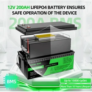 U.S. Stock 200A 12v 200ah RV Camper Lifepo 4 Solar Lithium Battery W/Smart BMS DT12-200