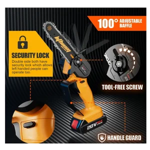 6 inch Yellow Cordless Chainsaw High Hardness Adjustable Chain Detachable Battery
