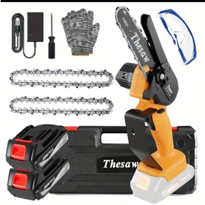 6 inch Yellow Cordless Chainsaw High Hardness Adjustable Chain Detachable Battery
