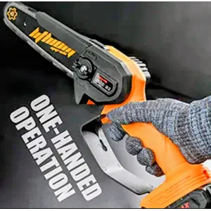 6 inch Yellow Cordless Chainsaw High Hardness Adjustable Chain Detachable Battery