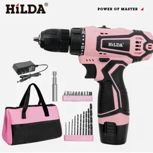 Hilda 12v Lithium Electric Drill 3/8in Pink Cordless