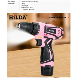 Hilda 12v Lithium Electric Drill 3/8in Pink Cordless