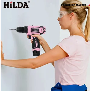 Hilda 12v Lithium Electric Drill 3/8in Pink Cordless