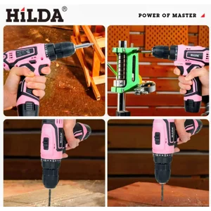 Hilda 12v Lithium Electric Drill 3/8in Pink Cordless