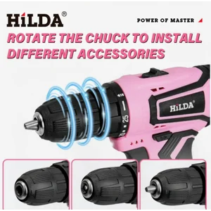 Hilda 12v Lithium Electric Drill 3/8in Pink Cordless