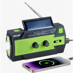 Portable 4000mAh Hand Crank Solar Recharge Flashlight Emergency Weather Radio USB Phone Charging