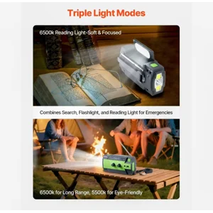 Portable 4000mAh Hand Crank Solar Recharge Flashlight Emergency Weather Radio USB Phone Charging