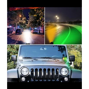 Ovos Side Shooter LED Pods OffRoad Lightsfw/bYellow Green Color Strobe Light