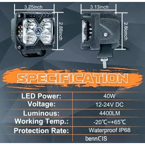 Ovos Side Shooter LED Pods OffRoad Lightsfw/bYellow Green Color Strobe Light