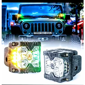 Ovos Side Shooter LED Pods OffRoad Lightsfw/bYellow Green Color Strobe Light