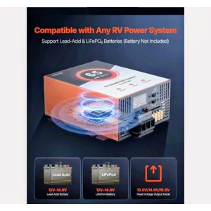 Smart 65amp RV Power Converter Multi Stage Charger Comparable 110v AC 12v DC 16.5 Lithium Lead Acid