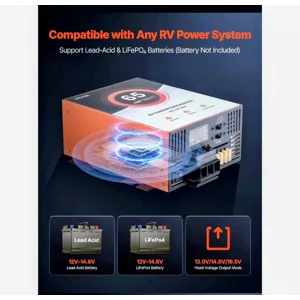 Smart 65amp RV Power Converter Multi Stage Charger Comparable 110v AC 12v DC 16.5 Lithium Lead Acid