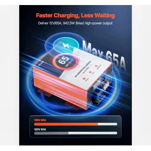 Smart 65amp RV Power Converter Multi Stage Charger Comparable 110v AC 12v DC 16.5 Lithium Lead Acid