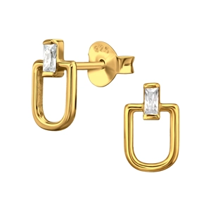 Gold Plated Sterling Silver U Shape Stud Earrings