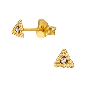 Gold Plated Sterling Silver Bobble Triangle Stud Earrings
