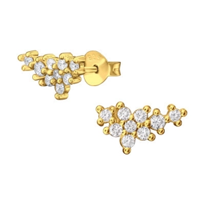 Gold Plated Sterling Silver Cubic Zirconia Cluster Stud Earrings
