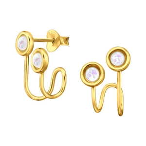 Gold Plated Sterling Silver Double Opal Stud Earrings