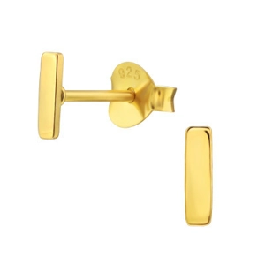 Gold Plated Sterling Silver Small Bar Stud Earrings