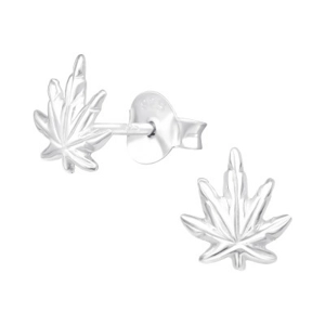 Sterling Silver Marijuana Leaf Stud Earrings