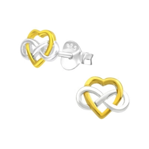Gold Plated Sterling Silver Infinity Heart Stud Earrings