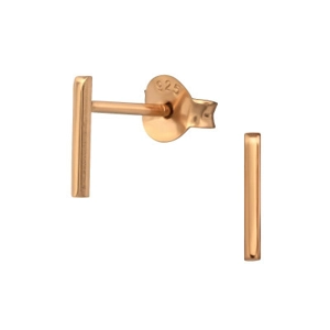 Rose Gold Plated Sterling Silver Bar Stud Earrings
