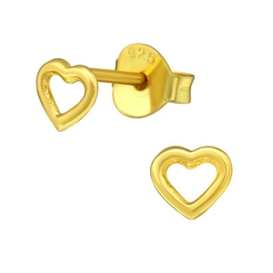 Gold Plated Sterling Silver Mini Heart Stud Earrings
