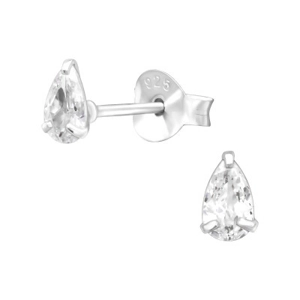 Sterling Silver Teardrop Cubic Zirconia Stud Earrings