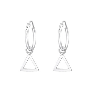 Sterling Silver Triangle Drop Hoop Earrings