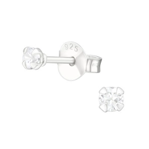Sterling Silver Cubic Zirconia Classic Round Stud Earrings