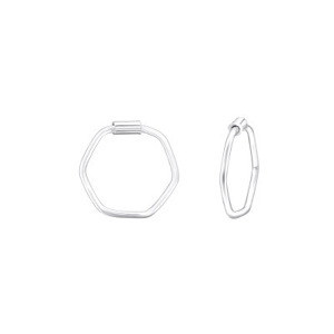 Sterling Silver Hexagon Hoop Earrings