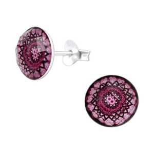 Sterling Silver Flower Pattern Stud Earrings