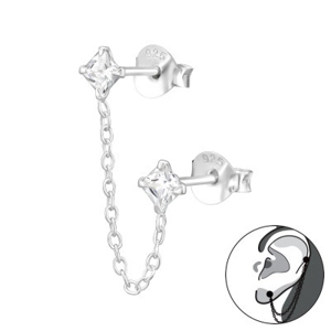 Sterling Silver Double Earring Ear Jacker Stud Earring