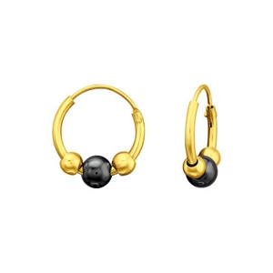 Gold Plated Sterling Silver Bead Hoop Earrings