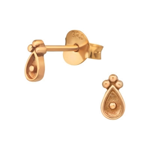 Rose Gold Plated Sterling Silver Antique Style Stud Earrings