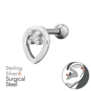 Sterling Silver and Surgical Steel Teardrop Cartilage Jewellery