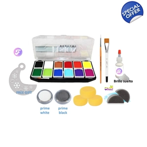 Kit básico de face paint con blanco/negro adicional y brillo (pre-orden) Kit básico de face paint con blanco/negro adicional y brillo (pre-orden)