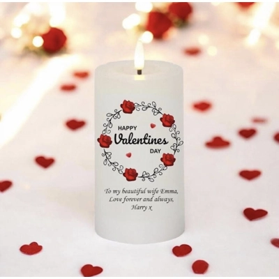 Happy Valentines Day Candle - Rose Wreath