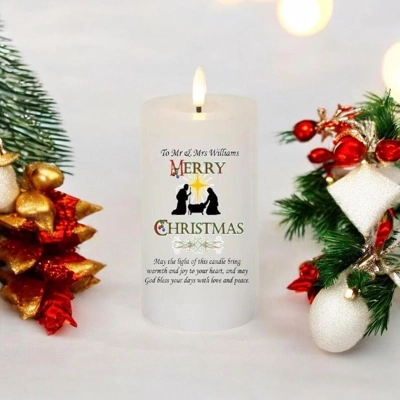 Nativity Scene Personalised Christmas Candle