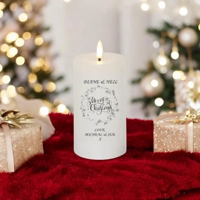 Personalised Snowflake Wreath Candle