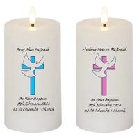 Personalised Cross with Dove Christening Candle,