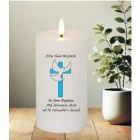 Personalised Cross with Dove Christening Candle,
