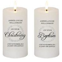 Personalised Wreath Christening/Baptism/Naming Day Candle